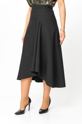 юбка макси женская черная, юбка а-силуэта с драпировкой, юбка макси офисный стиль, юбка длинная женская элегантная